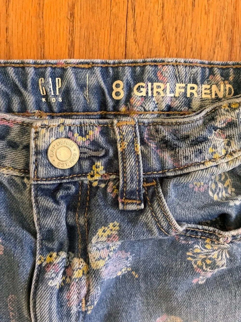 Gap Kids Girls Butterfly Girlfriend Jeans Floral Denim Size 8